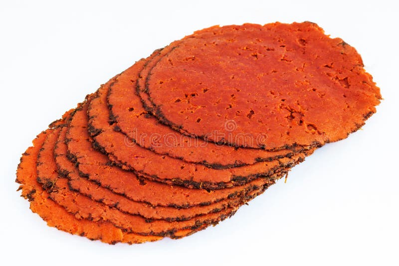 A closeup of vegan chorizo sliced sausage.