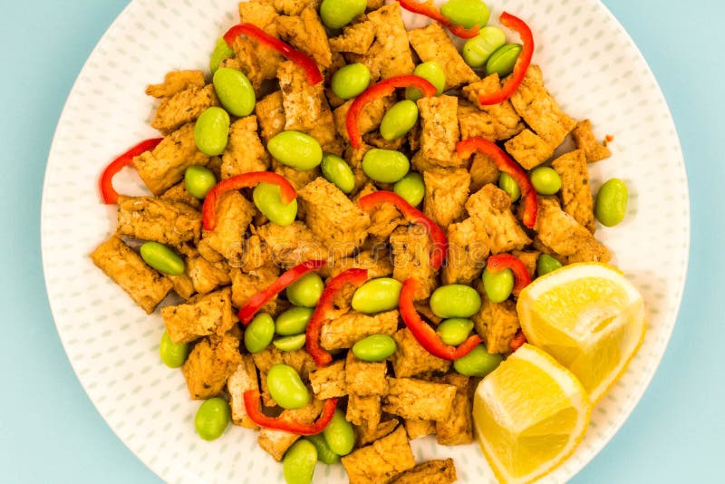 Spicy Tofu and Edamame stock image. Image of edamame - 109373713
