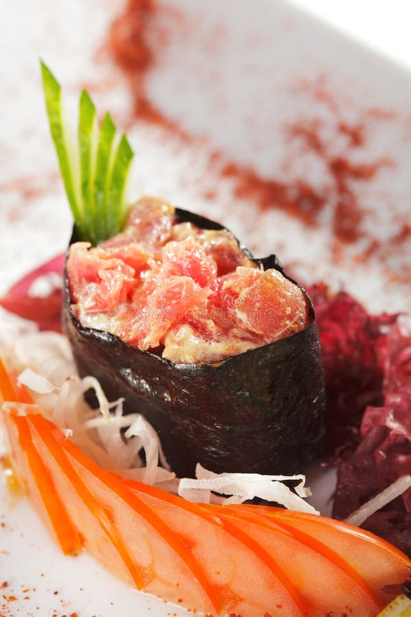 Spicy gunkan sushi stock photo. Image of meal, dinner 120152960