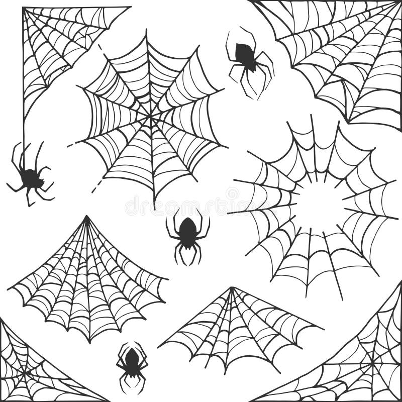 Spider web Halloween symbol. Cobweb decoration elements collection. Halloween cobweb vector frame and borders with