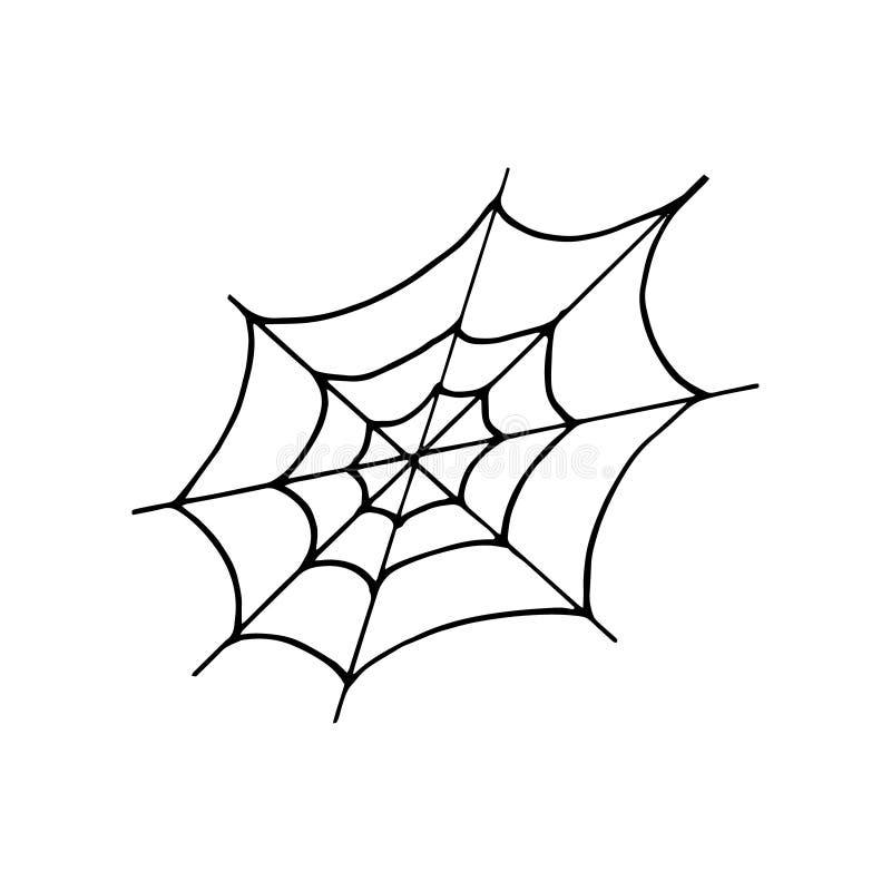 Spider Web Icon. Hand Drawn Doodle Style. Vector, Minimalism, Monochrome.  Halloween Decor. Stock Vector - Illustration of trap, monochrome: 217946216