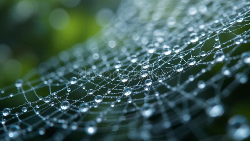Spider Web with Water Drops, AI technology generated image vector illustration