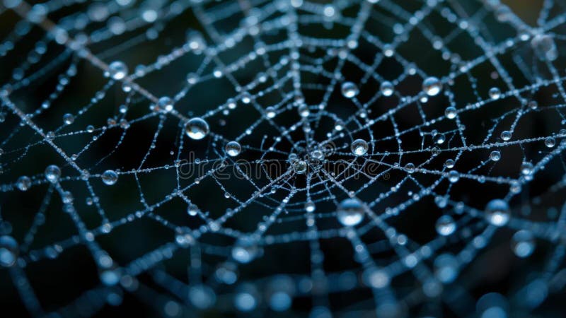 Spider Web with Water Drops, AI technology generated image stock illustration
