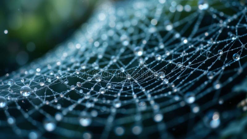 Spider Web with Water Drops, AI technology generated image royalty free illustration