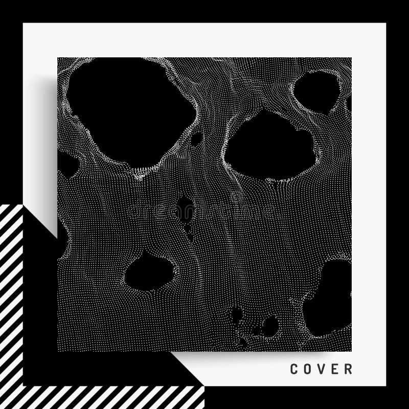 This spiderweb has been broken. Abstract grid background with hole. Array with dynamic particles. Texture. 3D grid surface. royalty free illustration