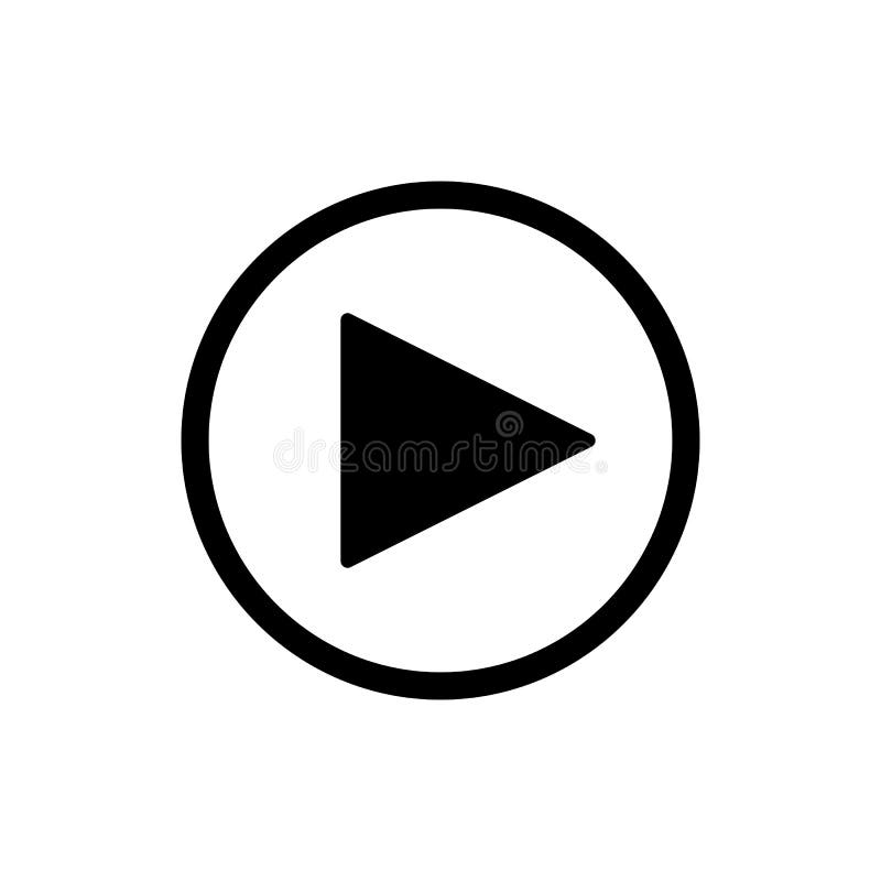 Spiel-Knopf vector die Ikone in der linearen Art lokalisiert auf Weiß Audio- oder Videoikone vektor abbildung