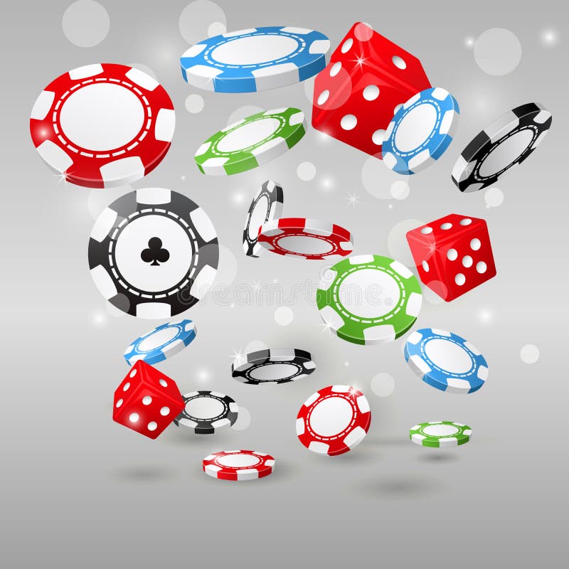 Spielen und Kasinosymbole - Pokerchips und Würfel lizenzfreie abbildung Spielen und Kasinosymbole - Pokerchips und Würfel lizenzfreie abbildung