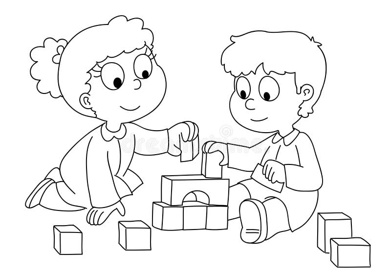 Spielende Kinder Bw Vektor Abbildung Illustration Von Kinder