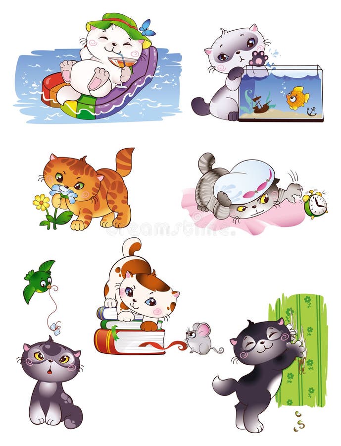 Funny card vith cartoon kittens in. Funny card vith cartoon kittens in