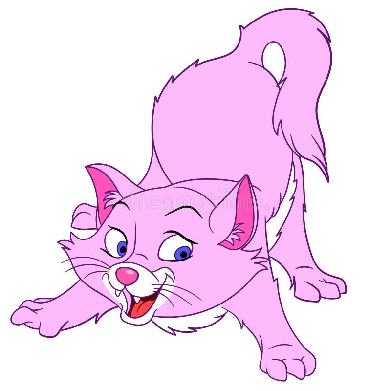 Spielerische rosa Katze der Karikatur lizenzfreie abbildung