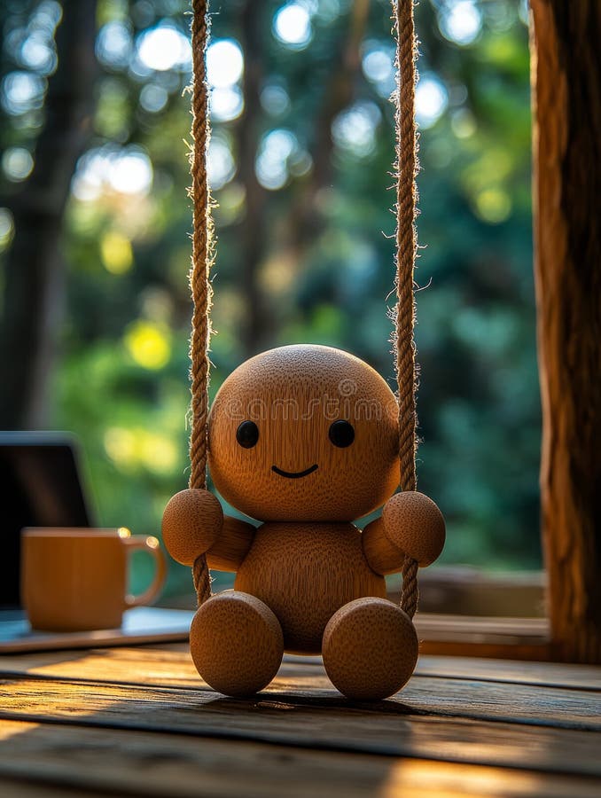 Spielfigur aus Edelhölzern auf sonnigen Schwingen mit naturbelassenem Hintergrund lizenzfreie stockfotografie