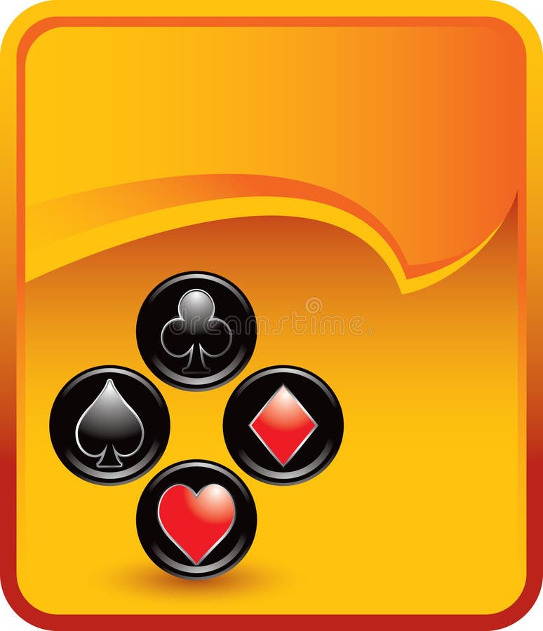 Spielkarteklagen auf orange Rip kräuseln Fahne vektor abbildung Spielkarteklagen auf orange Rip kräuseln Fahne vektor abbildung