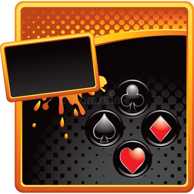Spielkarteklagen auf orange und schwarzer Halbtonanzeige stock abbildung Spielkarteklagen auf orange und schwarzer Halbtonanzeige stock abbildung