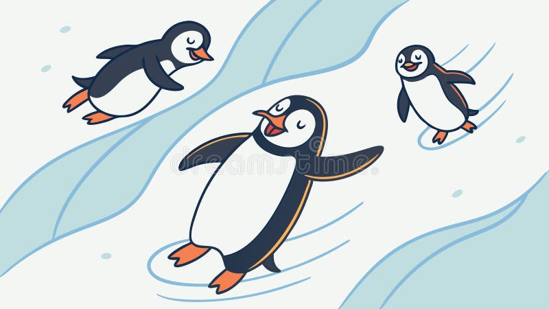 Spielvolle Cartoon Pinguine, die einen schrägen Vektor Design Generative AI lizenzfreie abbildung