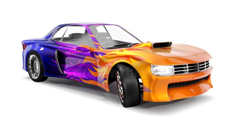 Spierauto met gekleurd blauw patroon van vlam, royalty-vrije illustratie Spierauto met gekleurd blauw patroon van vlam, royalty-vrije illustratie
