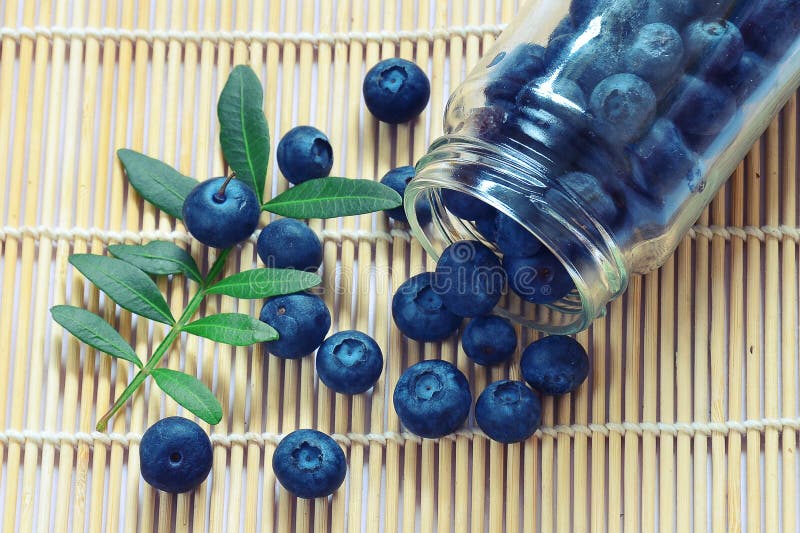 Spilled Blueberries in the Glass Jar Stock Photo Image of berry