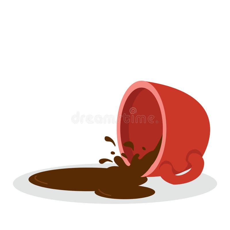 Spilled Coffee Red Cup Vector with Splash Stock Vector Illustration
