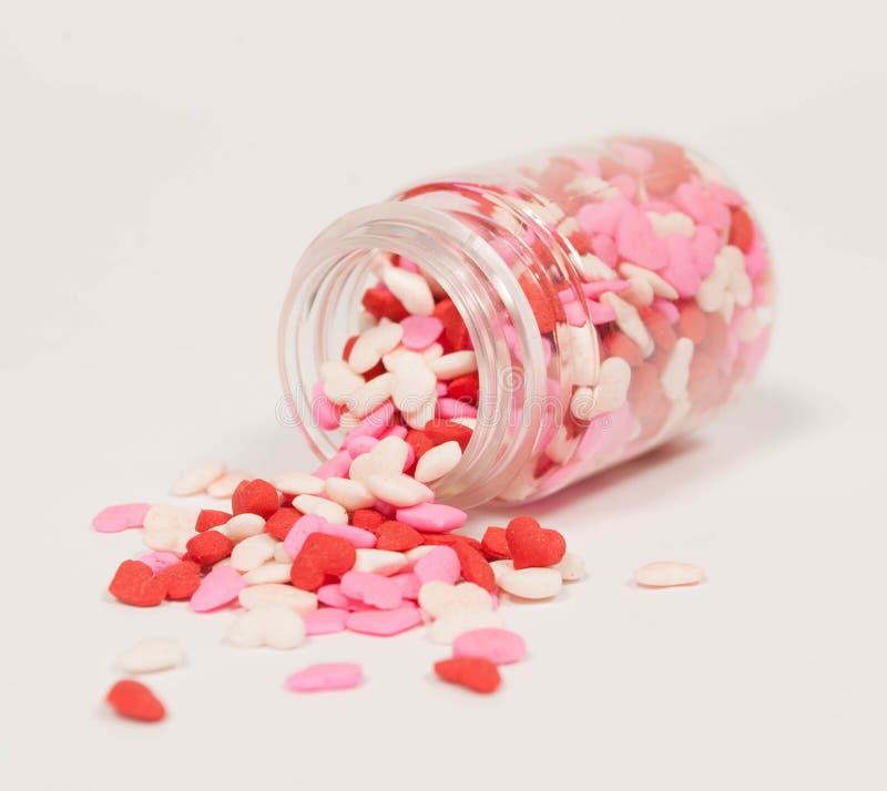 Jar of Heart Sprinkles stock photo. Image of scattered - 29408800