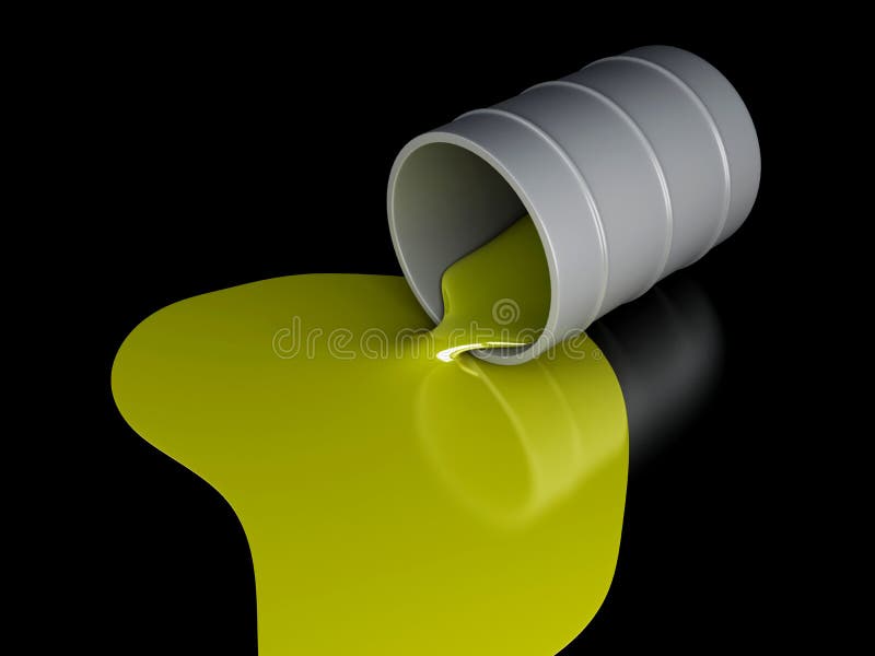 Spilled Paint Cans on Black Background Stock Illustration