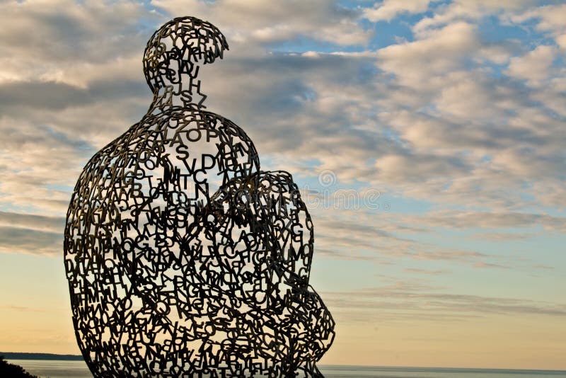 Jaume Plensa Spillover II Sculpture Overlooking Lake Michigan in Shorewood Wisconsin stock photo