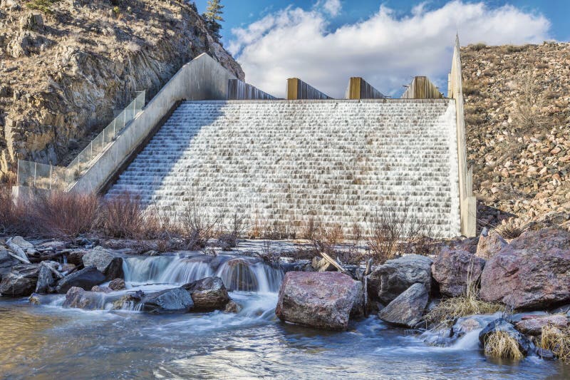 Spillway of mountain reservoir