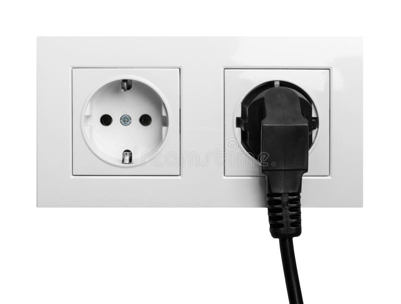 Spina elettrica europea di doppio potere isolata su un bianco immagine stock libera da diritti Spina elettrica europea di doppio potere isolata su un bianco immagine stock libera da diritti