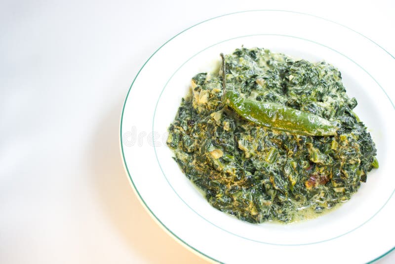 Spinach with coconut milk stock image. Image of green - 30821611