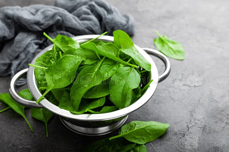 Spinach. Fresh Spinach Leaves in Bowl Stock Image - Image of vegetarian