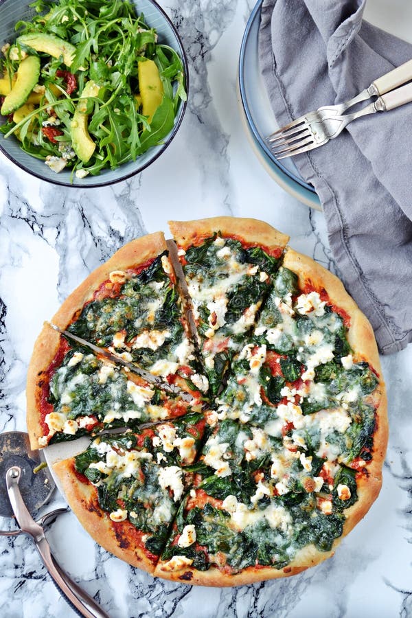 Spinach Goat's Cheese Pizza Stock Photos Free & RoyaltyFree Stock