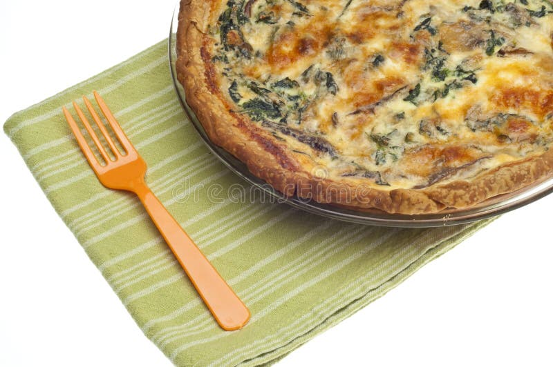 Spinach, Mushroom and Shallot Quiche Stock Image Image of baked, food