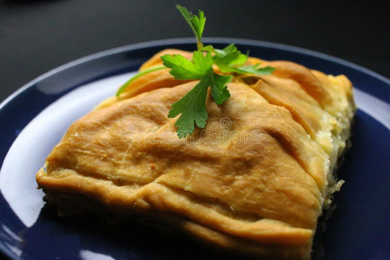 Spinach Pie with Cheese and Fresh Vegetables Stock Photo Image of