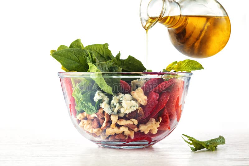 Spinach salad in bowl. stock photo. Image of breakfast 115452722