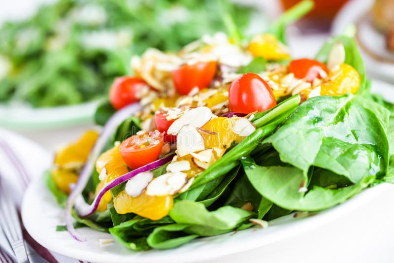 Spinach salad stock image. Image of comfort, meal, high 55086405