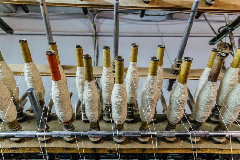 Spindles on Spinning Machinery, Close Up Stock Image Image of cloth