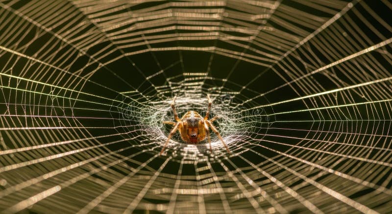 Spinne in ihrem Netz wartet auf Beute zu kommen stock abbildung