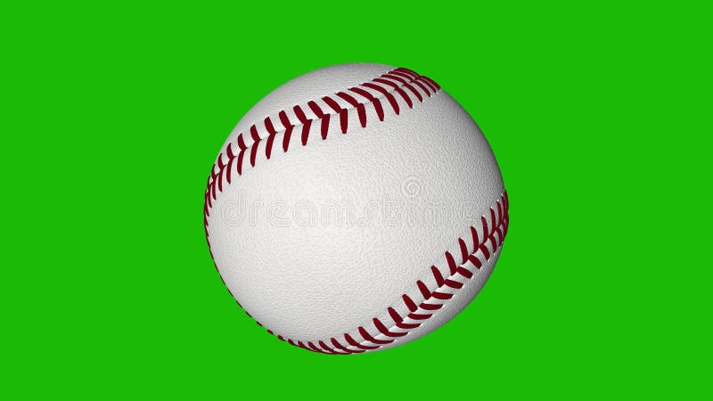 Spinning baseball loop with chroma key green background