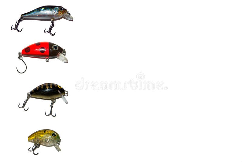 Spinning lures. Isolated. On white background. stock images Spinning lures. Isolated. On white background. stock images