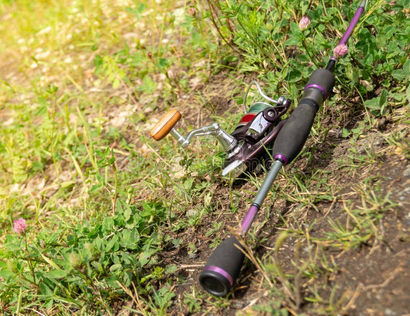 Spinning Lying on the Ground. Fishing Tackle Stock Photo Image of fisher, fishing 151931748