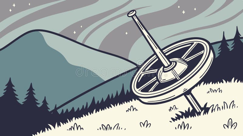 Spinning Top on Mountain Path, Journey Concept, vector design Generative AI stock illustration