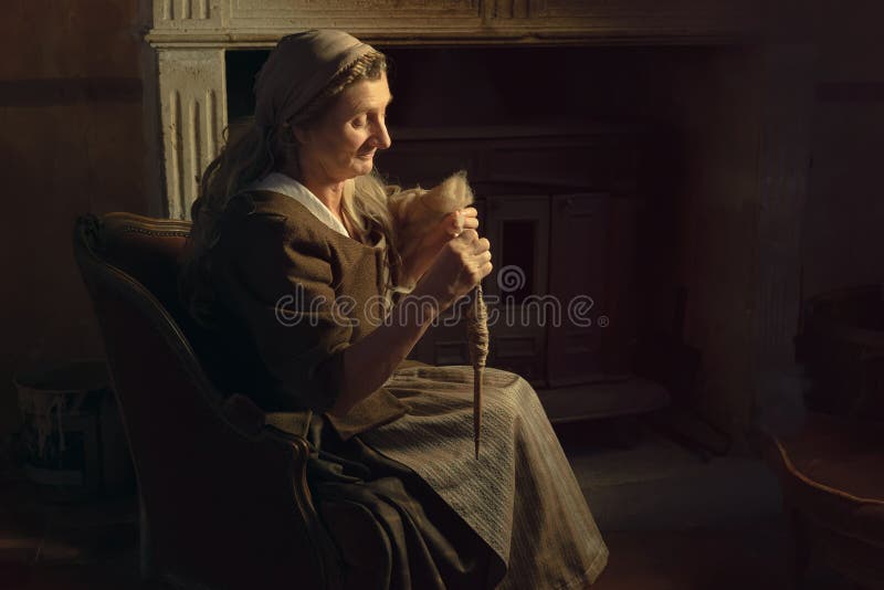 Spinning wool with a spindle