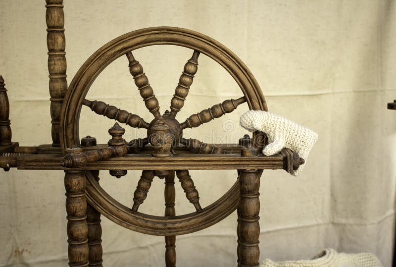 Spinning Wool on Spinning Wheel Stock Photo Image of making, scraping