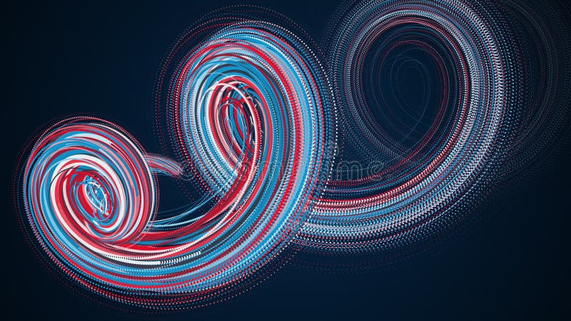 Spiral abstract element from particles, computer generated. 3d rendering vortex background vector illustration