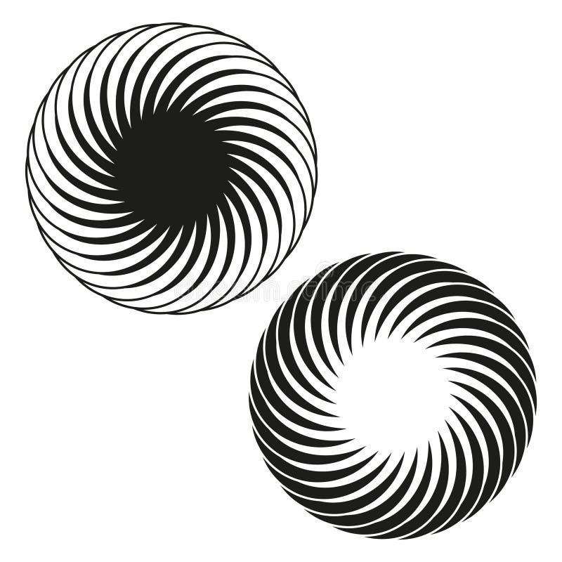 Spiral abstract icon. Circular swirl symbol. Black and white design. Vector spiral element. stock illustration
