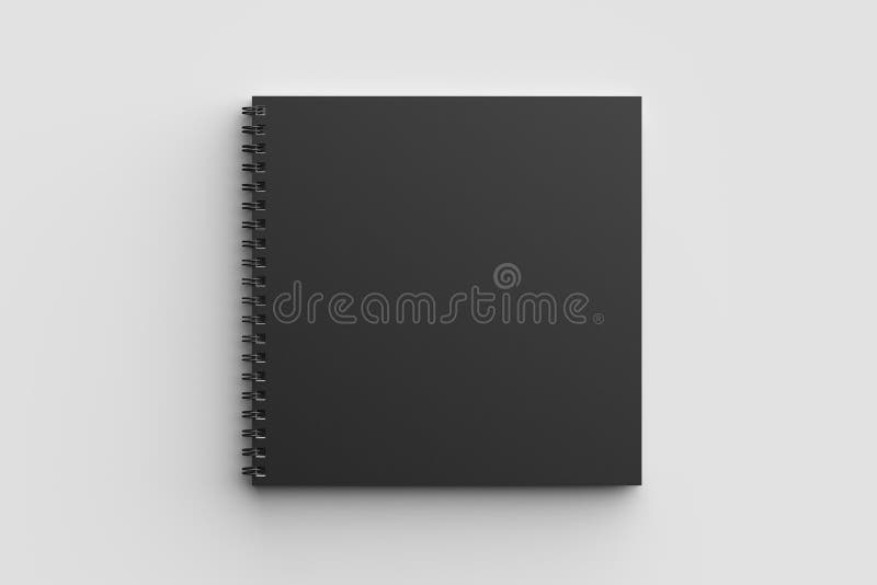Spiral Binder Square Notebook Mock Up with Black Cover Isolated Stock  Illustration - Illustration of business, notebook: 118550765