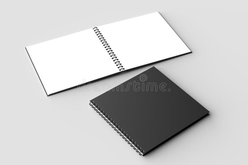 Spiral Binder Square Notebook Mock Up with Black Cover Isolated Stock  Illustration - Illustration of square, write: 118551064