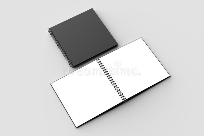 Spiral Binder Square Notebook Mock Up with Black Cover Isolated Stock  Illustration - Illustration of business, notebook: 118550765