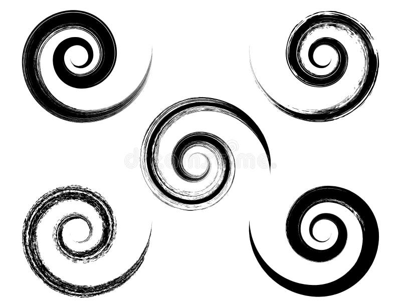 Spiral black brush strokes collection