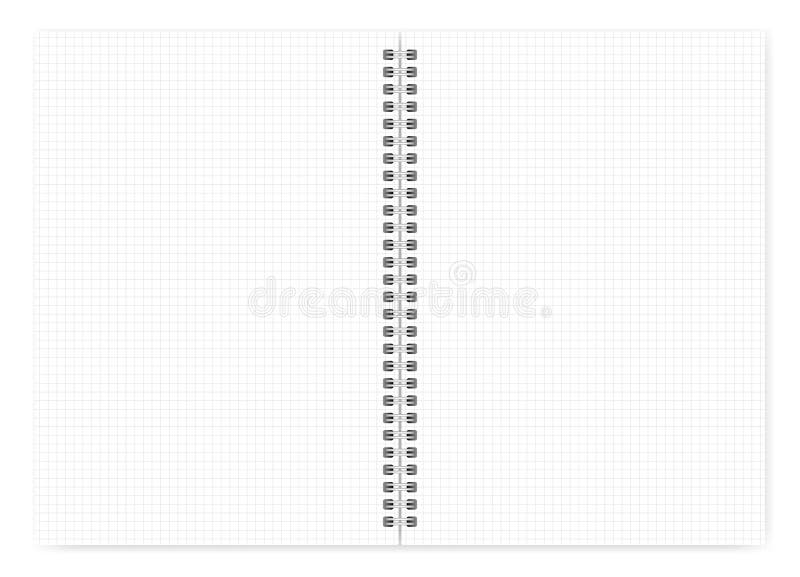 Spiral bound notebook with squared pages spread vector mock up stock illustration Spiral bound notebook with squared pages spread vector mock up stock illustration