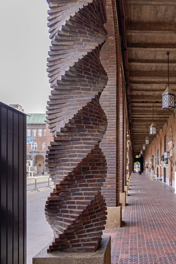 Spiral Bricks Column stock image. Image of support, szeged 268034223