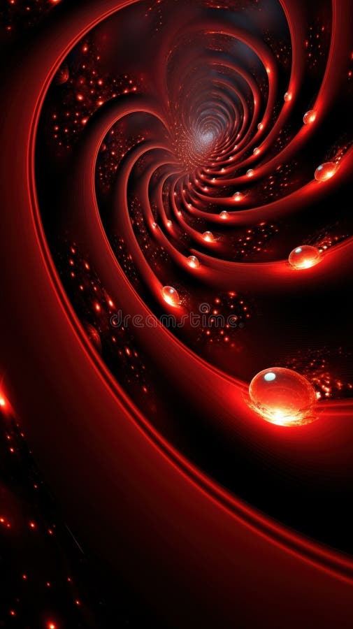 A spiral design with red lights in the middle. Generative AI image.